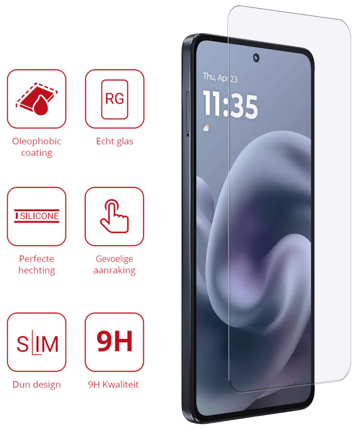 Rosso Motorola G86 9H Tempered Glass Screen Protector afbeelding 2