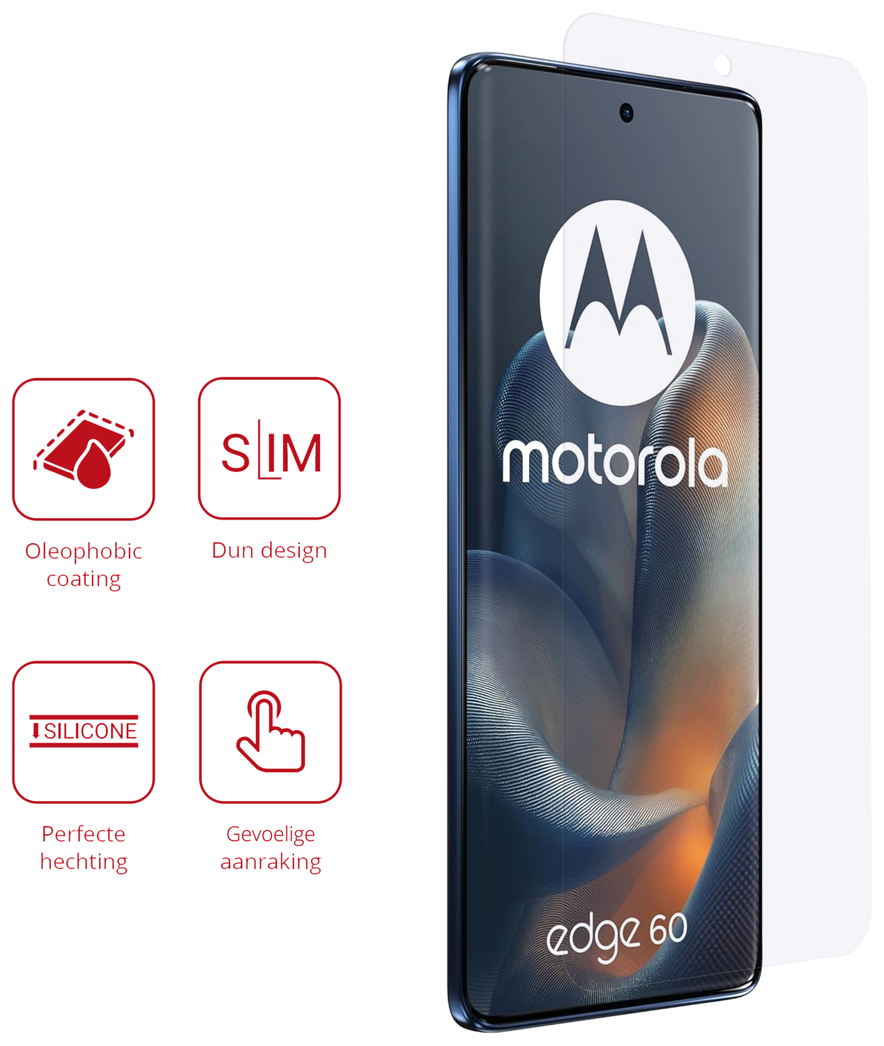 Rosso Motorola Edge 60 Screen Protector Case Friendly Folie Duo Pack afbeelding 2
