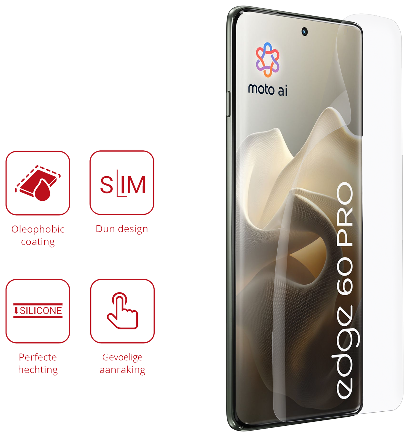 Rosso Motorola Edge 60 Pro Screen Protector Case Friendly Folie Duo Pack afbeelding 2