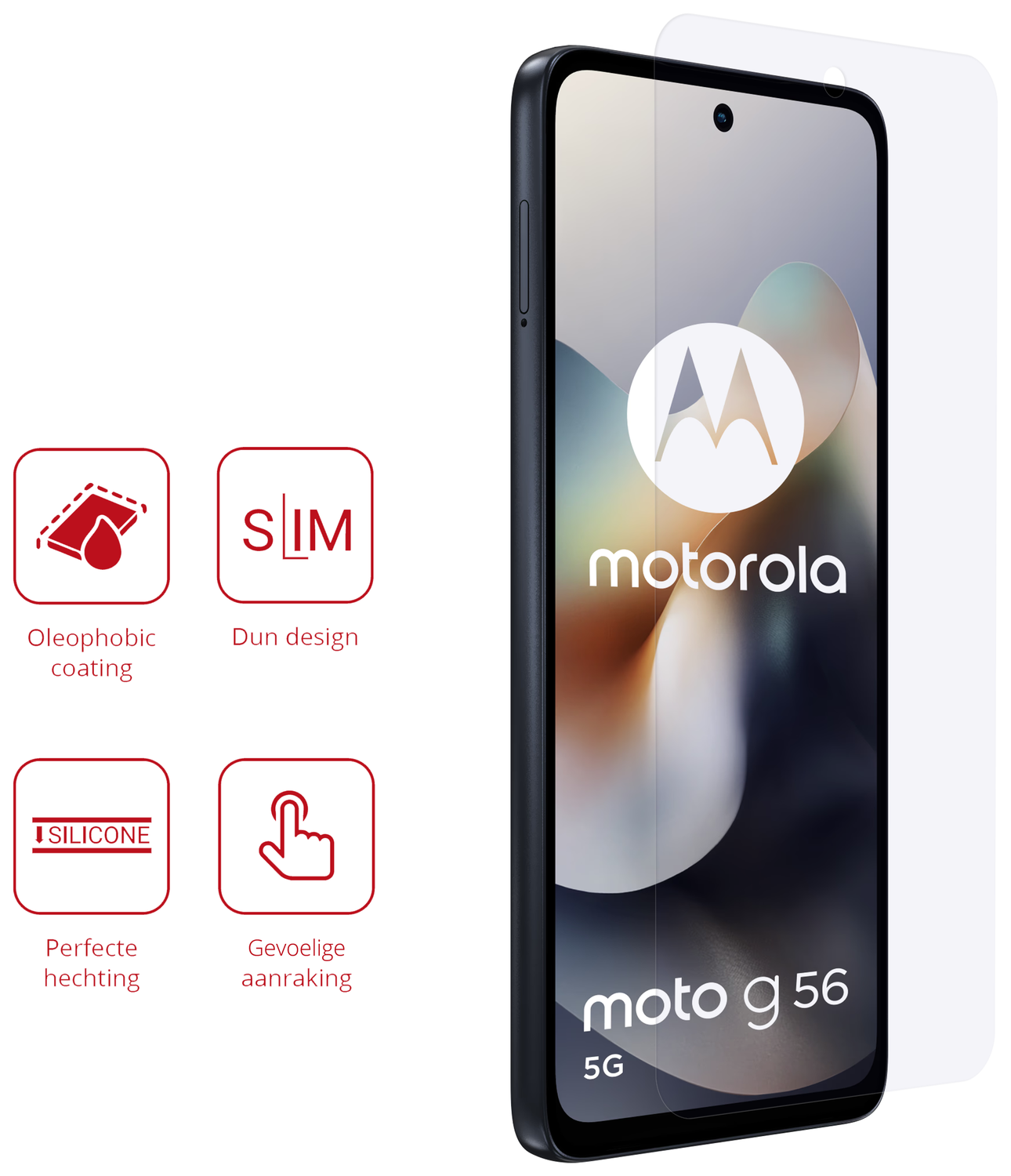 Rosso Motorola Moto G56 Screen Protector Case Friendly Folie Duo Pack afbeelding 2