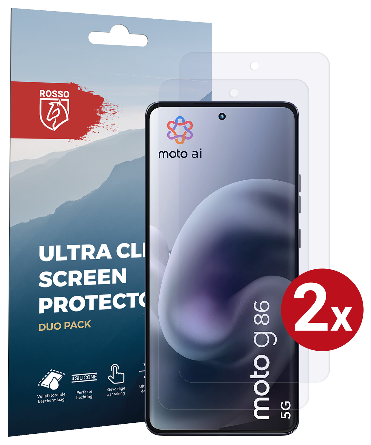 Rosso Motorola Moto G86 Screen Protector Case Friendly Folie Duo Pack afbeelding 1