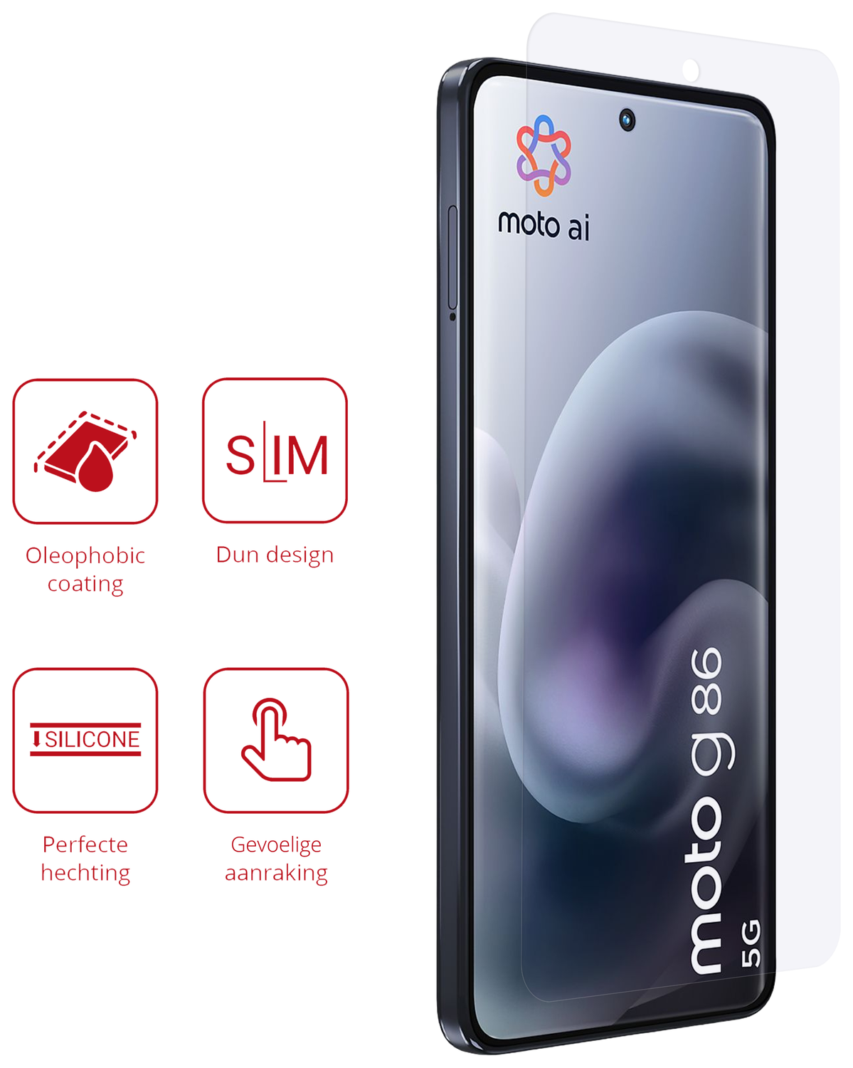 Rosso Motorola Moto G86 Screen Protector Case Friendly Folie Duo Pack afbeelding 2