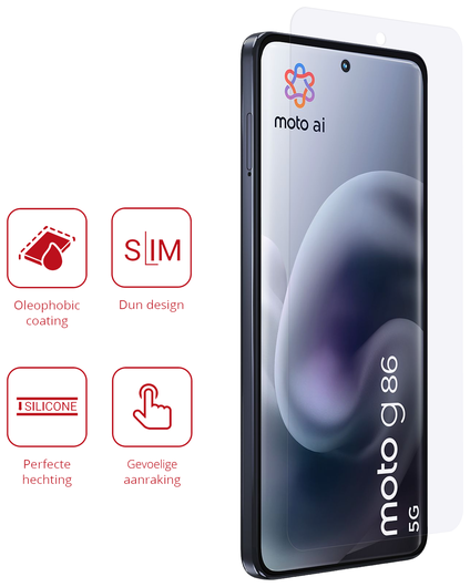 Rosso Motorola Moto G86 Screen Protector Case Friendly Folie Duo Pack afbeelding 2