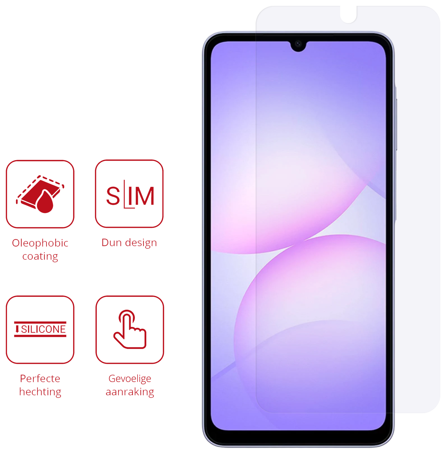 Rosso Samsung Galaxy A07 Screen Protector Case Friendly Folie Duo Pack afbeelding 2