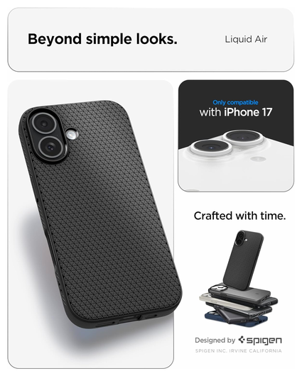 Spigen Liquid Air Apple iPhone 17 Hoesje Back Cover Matte Zwart afbeelding 2