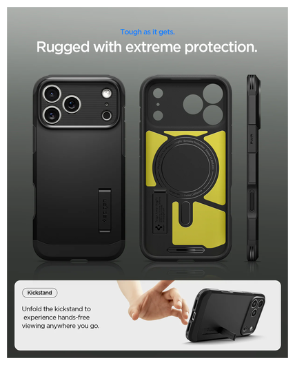 Spigen Tough Armor T Apple iPhone 17 Pro Hoesje MagSafe Back Cover Zwart afbeelding 6