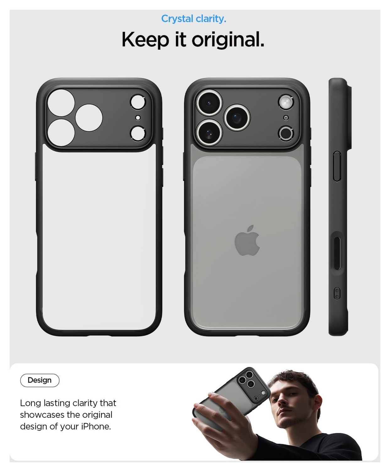 Spigen Ultra Hybrid Apple iPhone 17 Pro Hoesje Back Cover Matte Zwart afbeelding 3