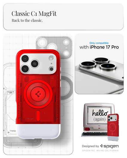 Spigen Classic C1 MagFit iPhone 17 Pro Hoesje MagSafe Rood afbeelding 2