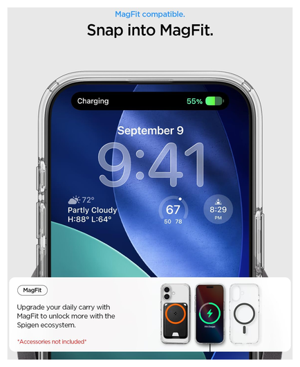 Spigen Ultra Hybrid MagFit Apple iPhone 17 Hoesje MagSafe Transparant Grijs afbeelding 5