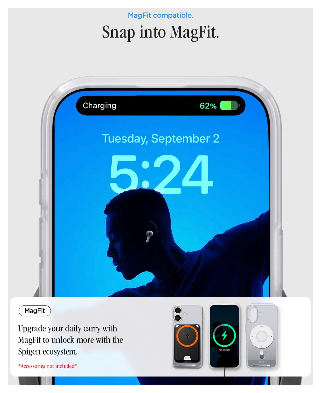 Spigen Ultra Hybrid MagFit Apple iPhone 17 Hoesje MagSafe Classic Zilver afbeelding 5