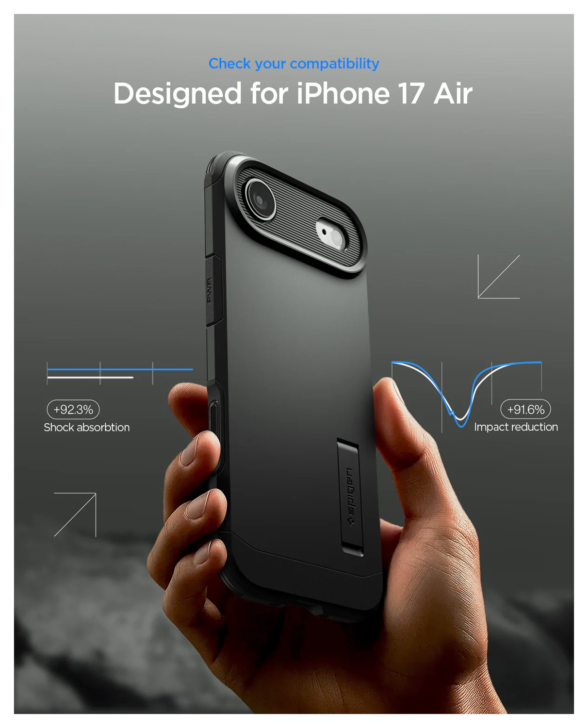 Spigen Tough Armor T Apple iPhone Air Hoesje MagSafe Back Cover Zwart afbeelding 7