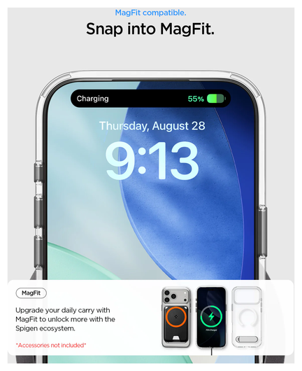Spigen Ultra Hybrid S MagFit Apple iPhone 17 Pro Hoesje Transparant Wit afbeelding 5
