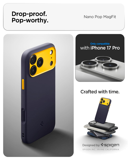 Spigen Nano Pop MagFit Apple iPhone 17 Pro Hoesje Back Cover Blauw afbeelding 2