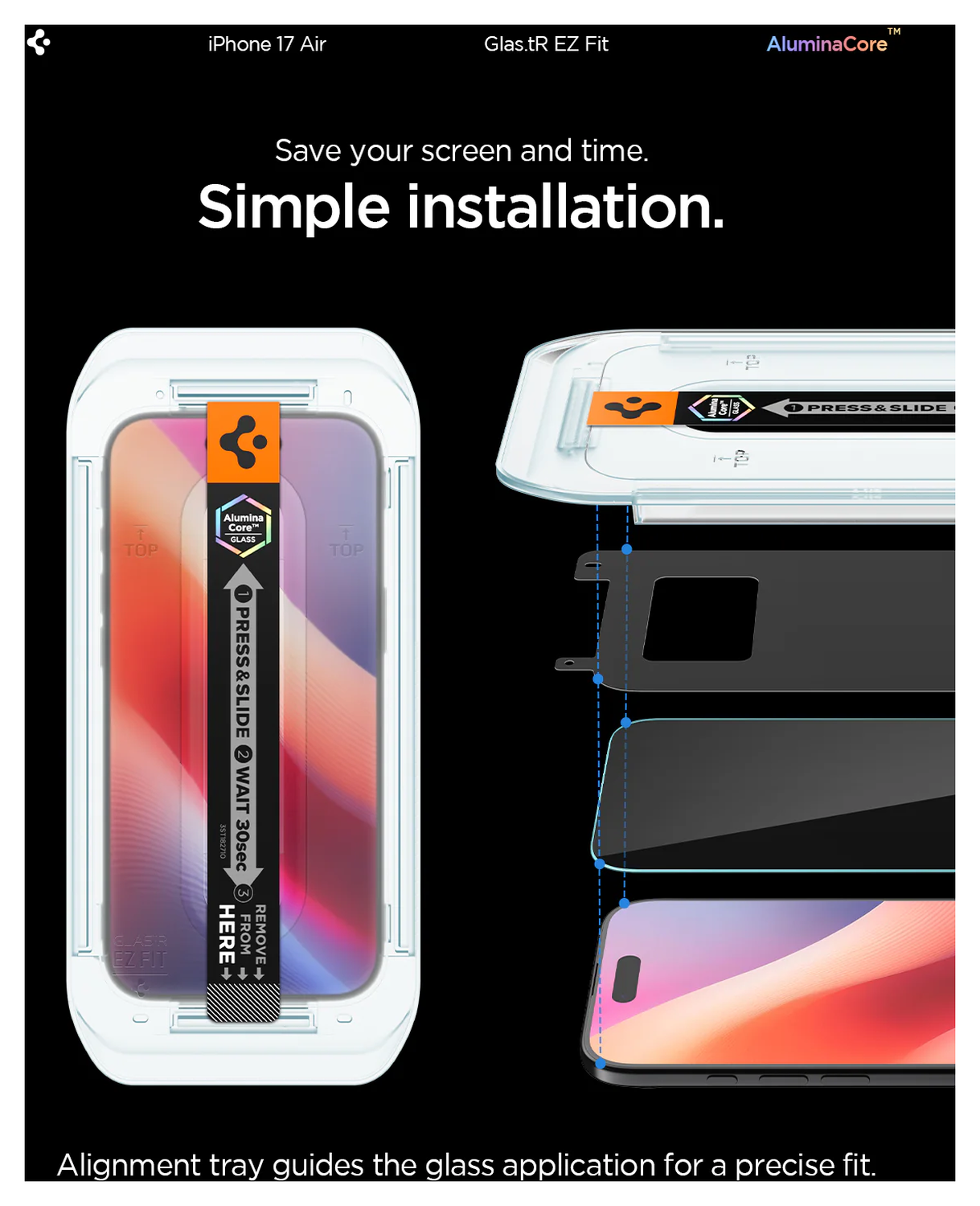 Spigen EZ Fit GLAS.tR Apple iPhone Air Screen Protector 2-Pack afbeelding 4