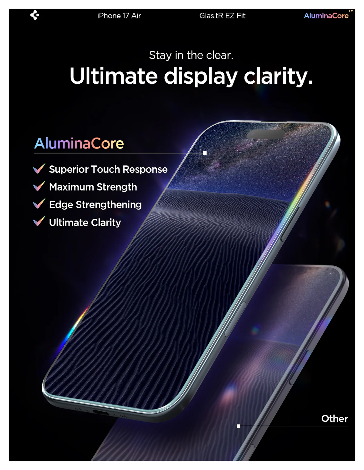 Spigen EZ Fit GLAS.tR Apple iPhone Air Screen Protector 2-Pack afbeelding 5