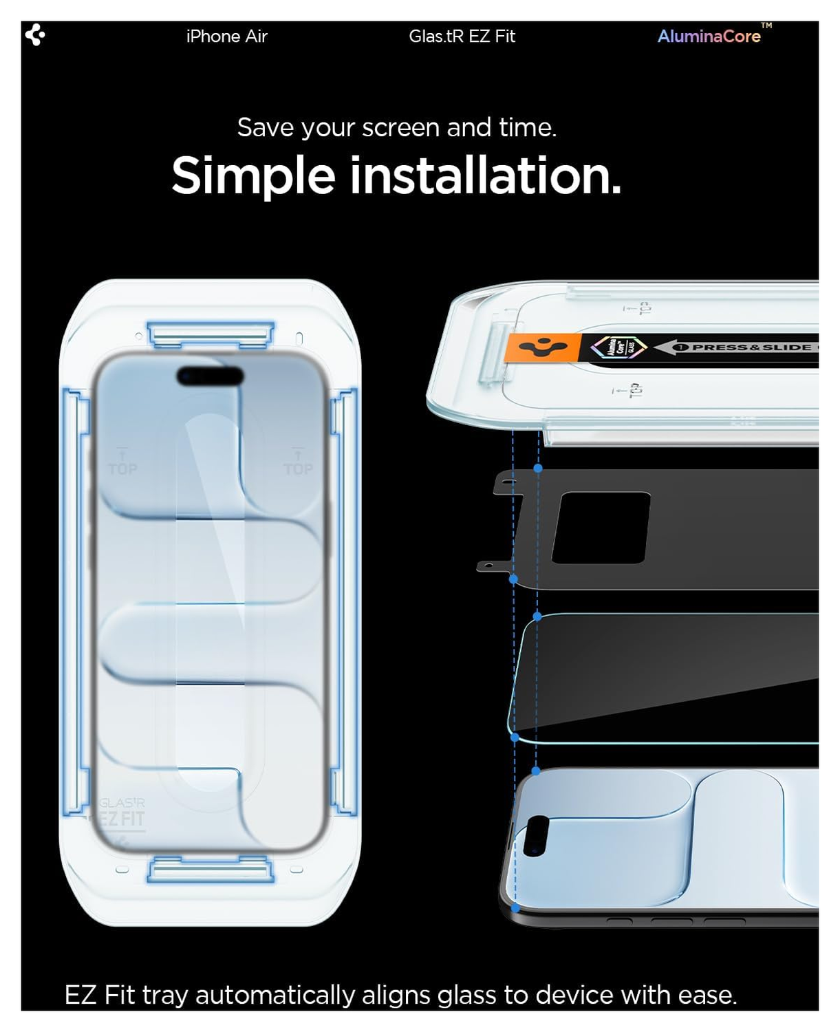 Spigen Glas.tR EZ Fit Apple iPhone Air Screen Protector 2-Pack afbeelding 4
