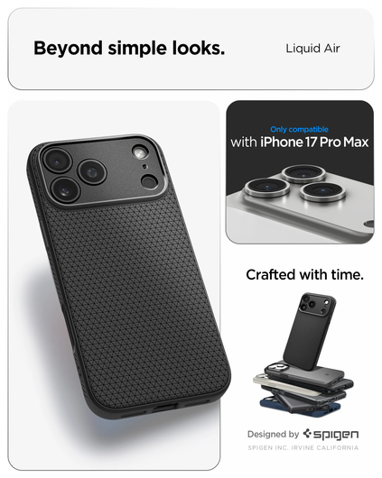 Spigen Liquid Air Apple iPhone 17 Pro Max Hoesje Back Cover Matte Zwart afbeelding 4