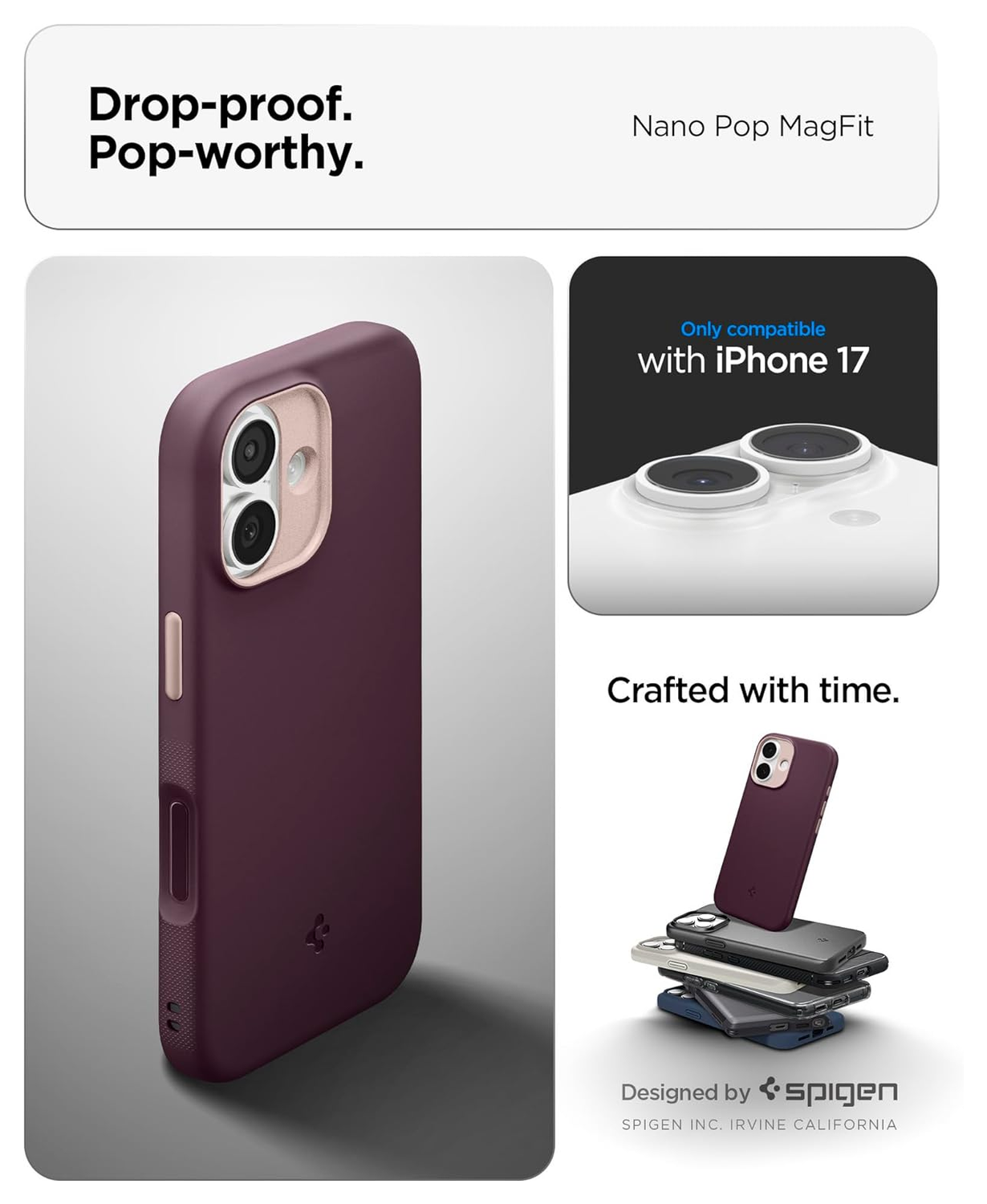 Spigen Nano Pop MagFit iPhone 17 Hoesje MagSafe Back Cover Burgundy afbeelding 2