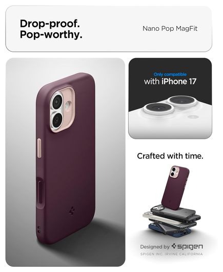 Spigen Nano Pop MagFit iPhone 17 Hoesje MagSafe Back Cover Burgundy afbeelding 2