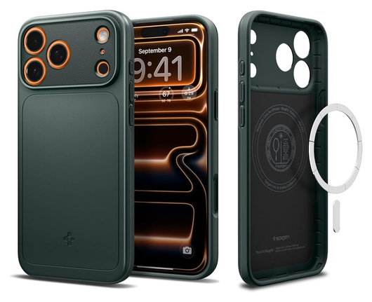 Spigen Thin Fit MagFit iPhone 17 Pro Hoesje MagSafe Back Cover Groen afbeelding 1
