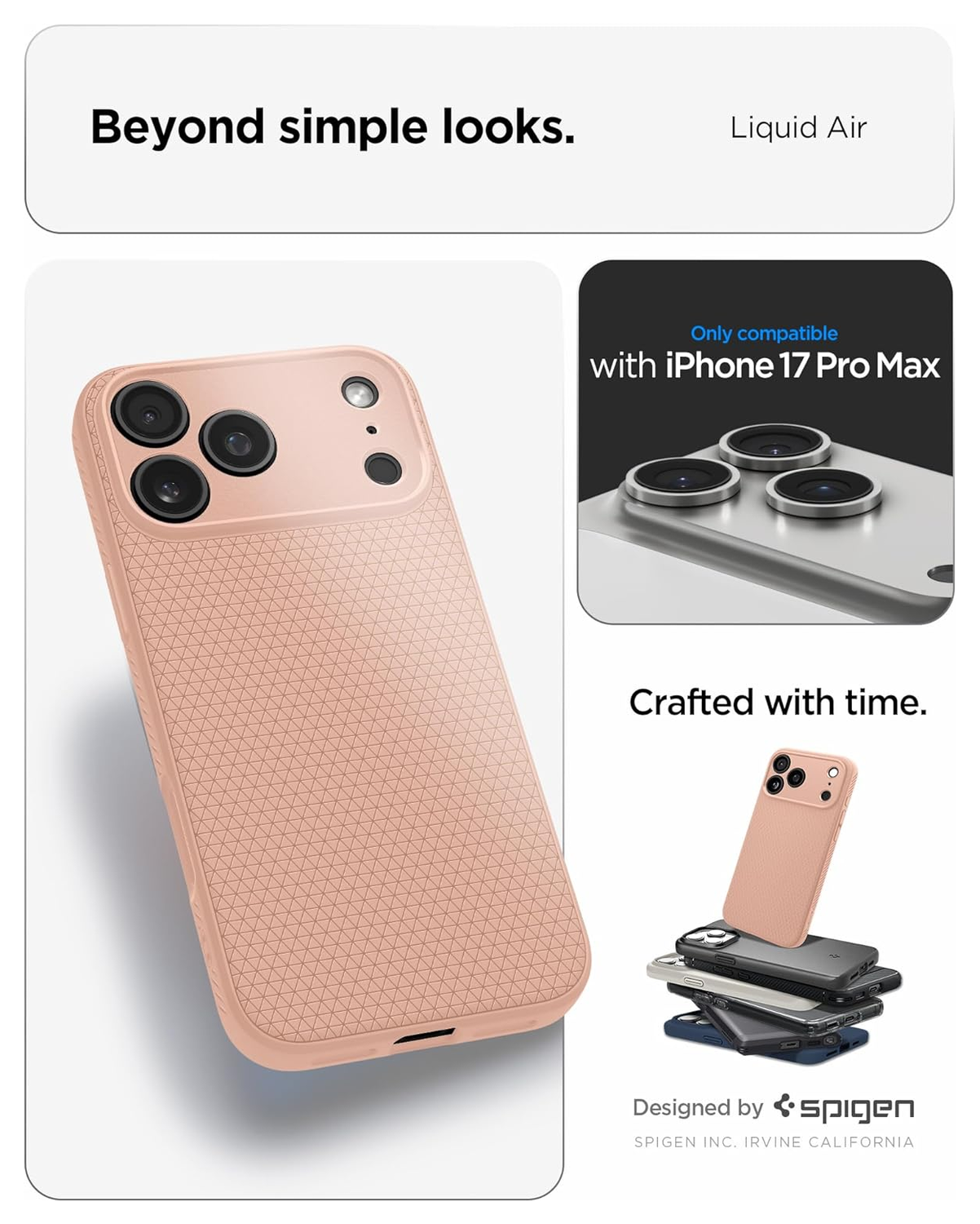 Spigen Liquid Air Apple iPhone 17 Pro Max Hoesje Back Cover Roze Titanium afbeelding 2