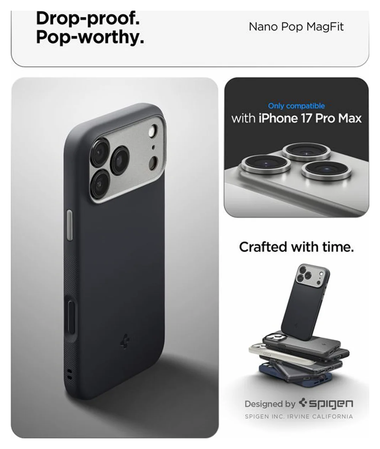 Spigen Nano Pop MagFit iPhone 17 Pro Max Hoesje MagSafe Back Cover Zwart afbeelding 3
