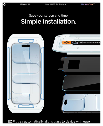 Spigen EZ Fit GLAS.tR Apple iPhone Air Privacy Glass 2-Pack afbeelding 3