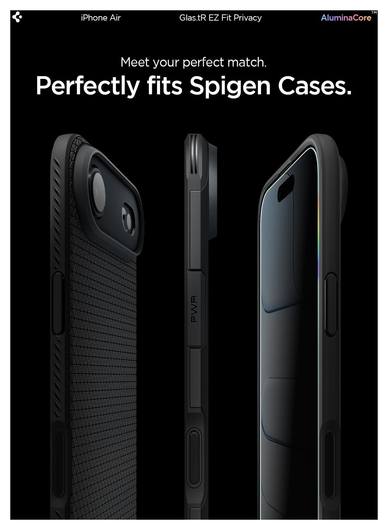 Spigen EZ Fit GLAS.tR Apple iPhone Air Privacy Glass 2-Pack afbeelding 6