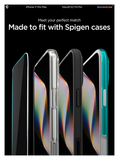 Spigen GLAS.tR EZ Fit iPhone 17 Pro Max Screen Protector 1-Pack afbeelding 3