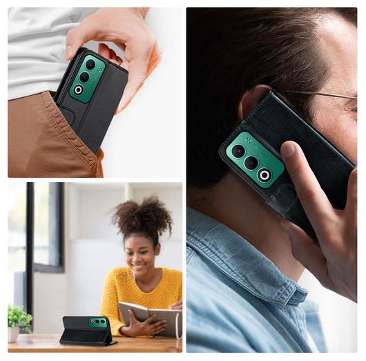 Rosso Element Oppo A5 (2025) Hoesje Book Case Wallet Zwart afbeelding 4