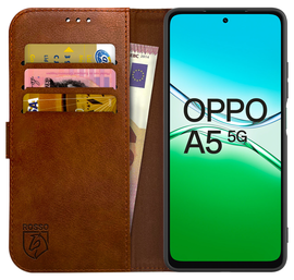 Rosso Element Oppo A5 (2025) Hoesje Book Case Wallet Bruin afbeelding