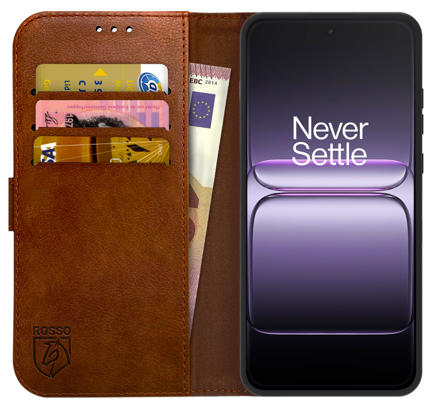 Rosso Element OnePlus Nord 5 Hoesje Book Case Wallet Bruin afbeelding 1