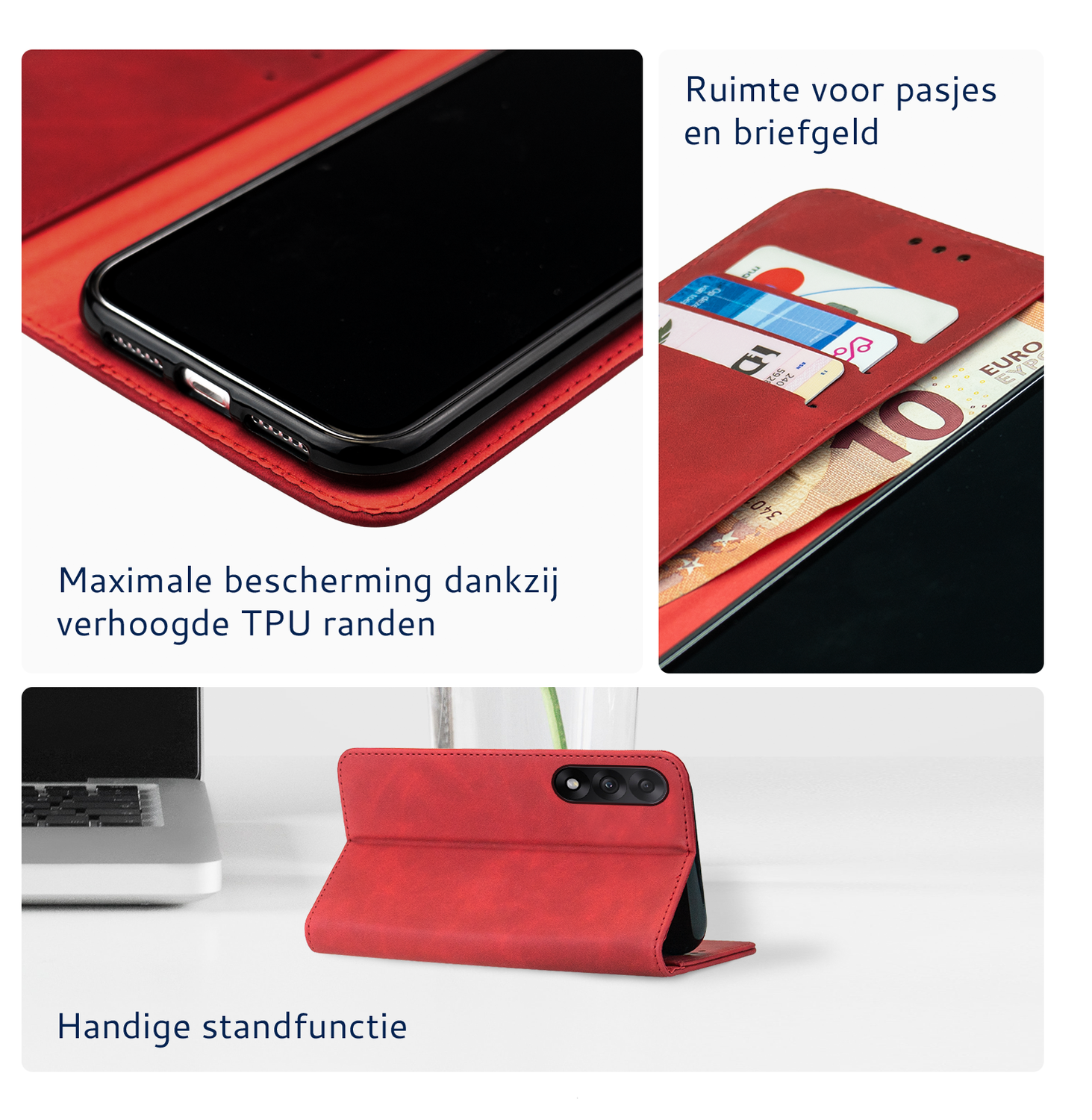 Rosso Element OnePlus Nord 5 Hoesje Book Case Wallet Rood afbeelding 3