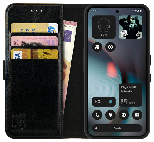 Rosso Element Nothing Phone (3) Hoesje Book Case Wallet Zwart afbeelding 1