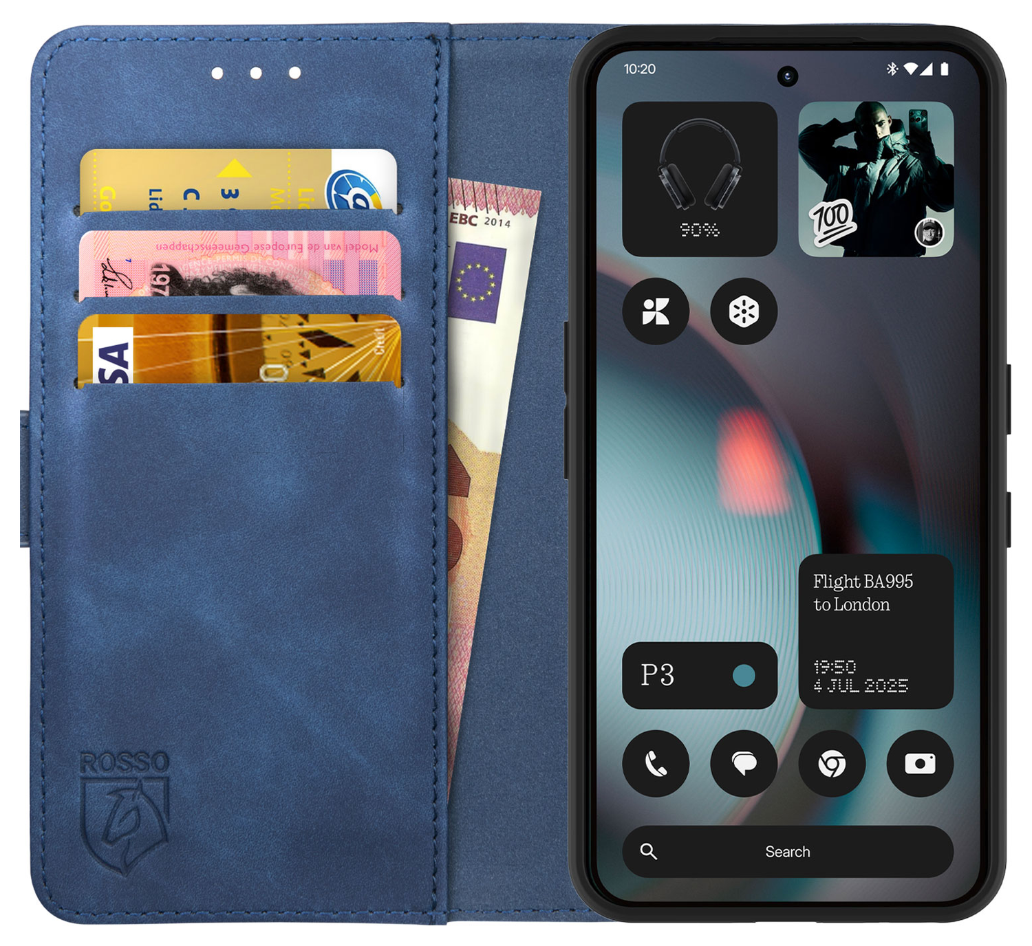 Rosso Element Nothing Phone (3) Hoesje Book Case Wallet Blauw afbeelding 1
