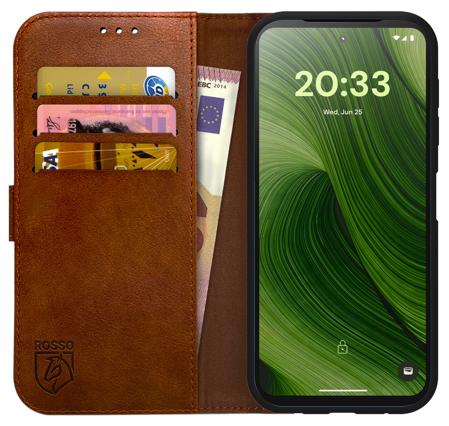 Rosso Element Fairphone 6 Hoesje Book Case Wallet Bruin afbeelding 1