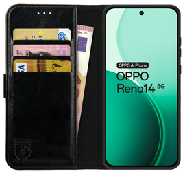 Rosso Element Oppo Reno 14 Hoesje Book Case Wallet Zwart afbeelding