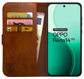 Rosso Element Oppo Reno 14 Hoesje Book Case Wallet Bruin afbeelding