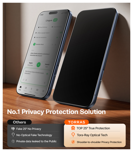TORRAS Install Master iPhone Air Privacy Glass Screen Protector afbeelding 5