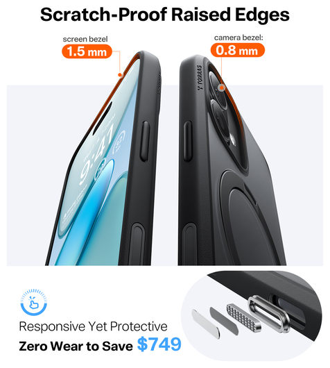 TORRAS Ostand Spin Apple iPhone 17 Hoesje 360° MagSafe Stand Zwart afbeelding 6