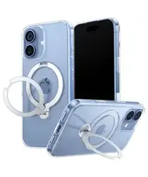 TORRAS Ostand Spin Apple iPhone 17 Hoesje 360° MagSafe Stand Transparant afbeelding