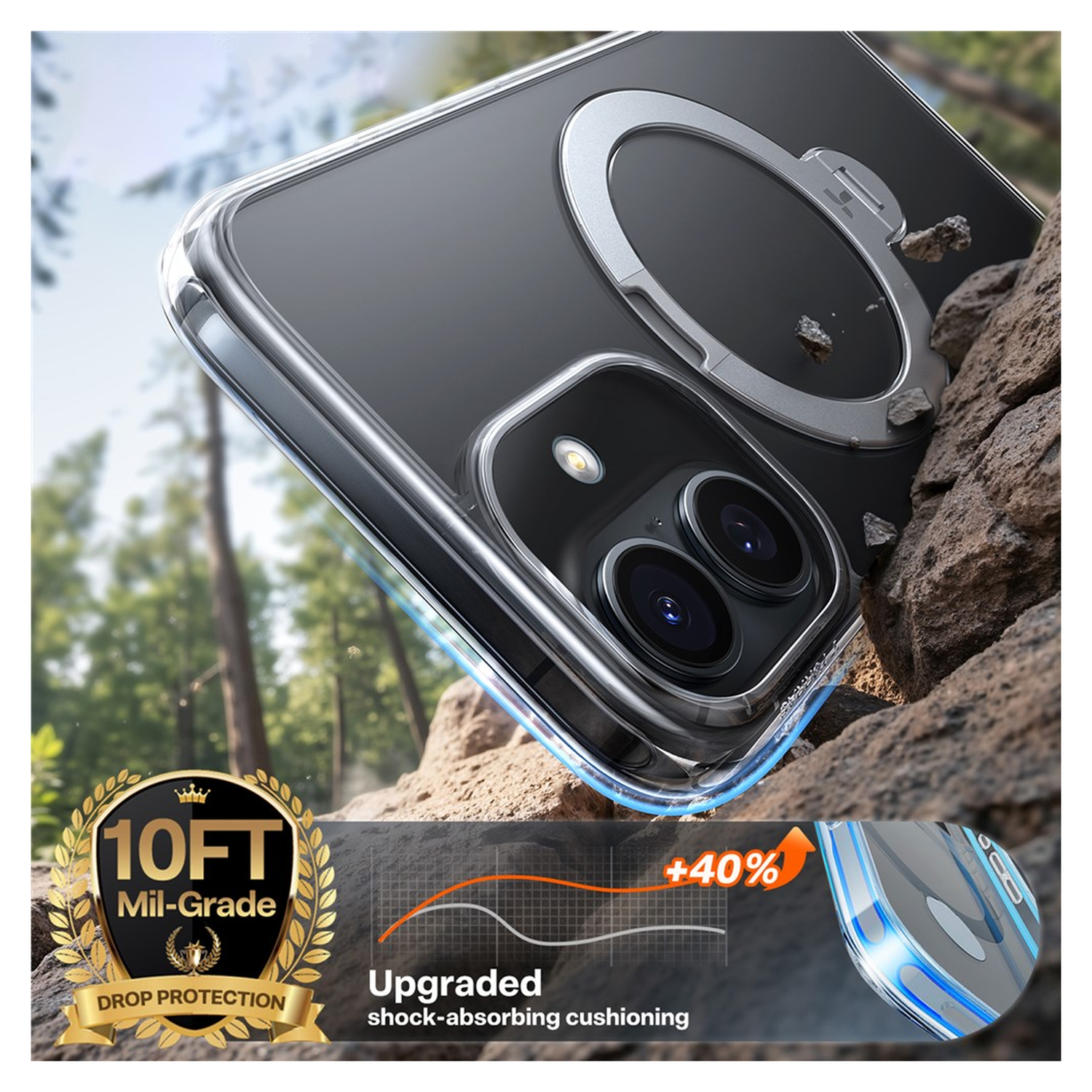 TORRAS Ostand Spin Apple iPhone 17 Hoesje 360° MagSafe Stand Transparant afbeelding 2