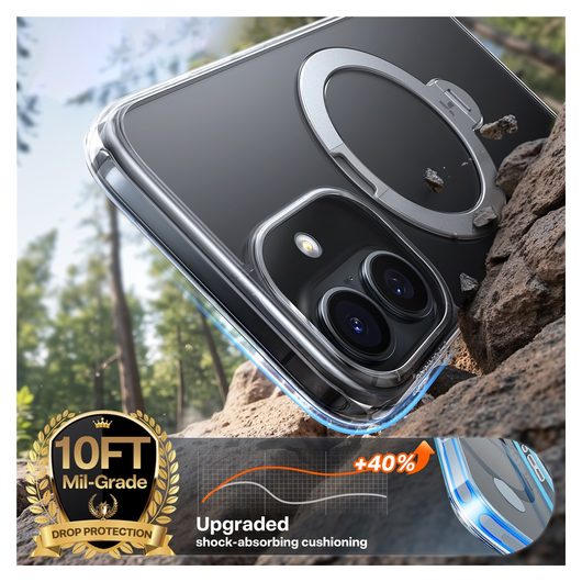 TORRAS Ostand Spin Apple iPhone 17 Hoesje 360° MagSafe Stand Transparant afbeelding 2