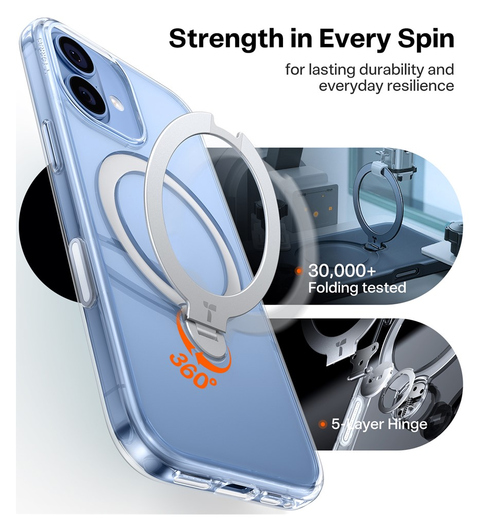 TORRAS Ostand Spin Apple iPhone 17 Hoesje 360° MagSafe Stand Transparant afbeelding 3