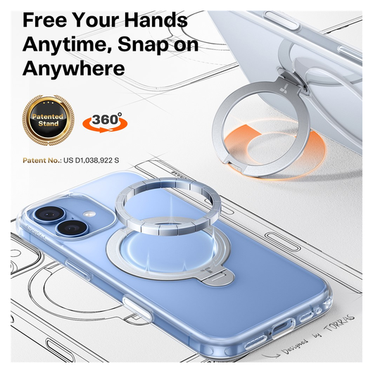 TORRAS Ostand Spin Apple iPhone 17 Hoesje 360° MagSafe Stand Transparant afbeelding 5