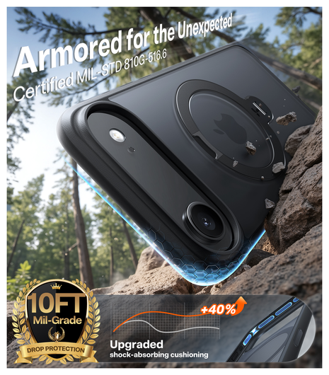 TORRAS Ostand Spin Apple iPhone Air Hoesje 360° MagSafe Stand Zwart afbeelding 2