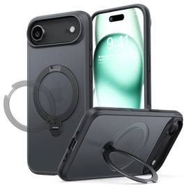 TORRAS Ostand Spin Apple iPhone Air Hoesje 360° MagSafe Stand Zwart afbeelding