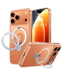 TORRAS Ostand Spin Apple iPhone 17 Pro Hoesje 360° MagSafe Stand Transparant afbeelding