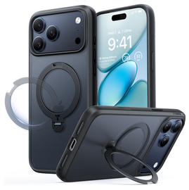 TORRAS Ostand Spin Apple iPhone 17 Pro Max Hoesje 360° MagSafe Stand Zwart afbeelding
