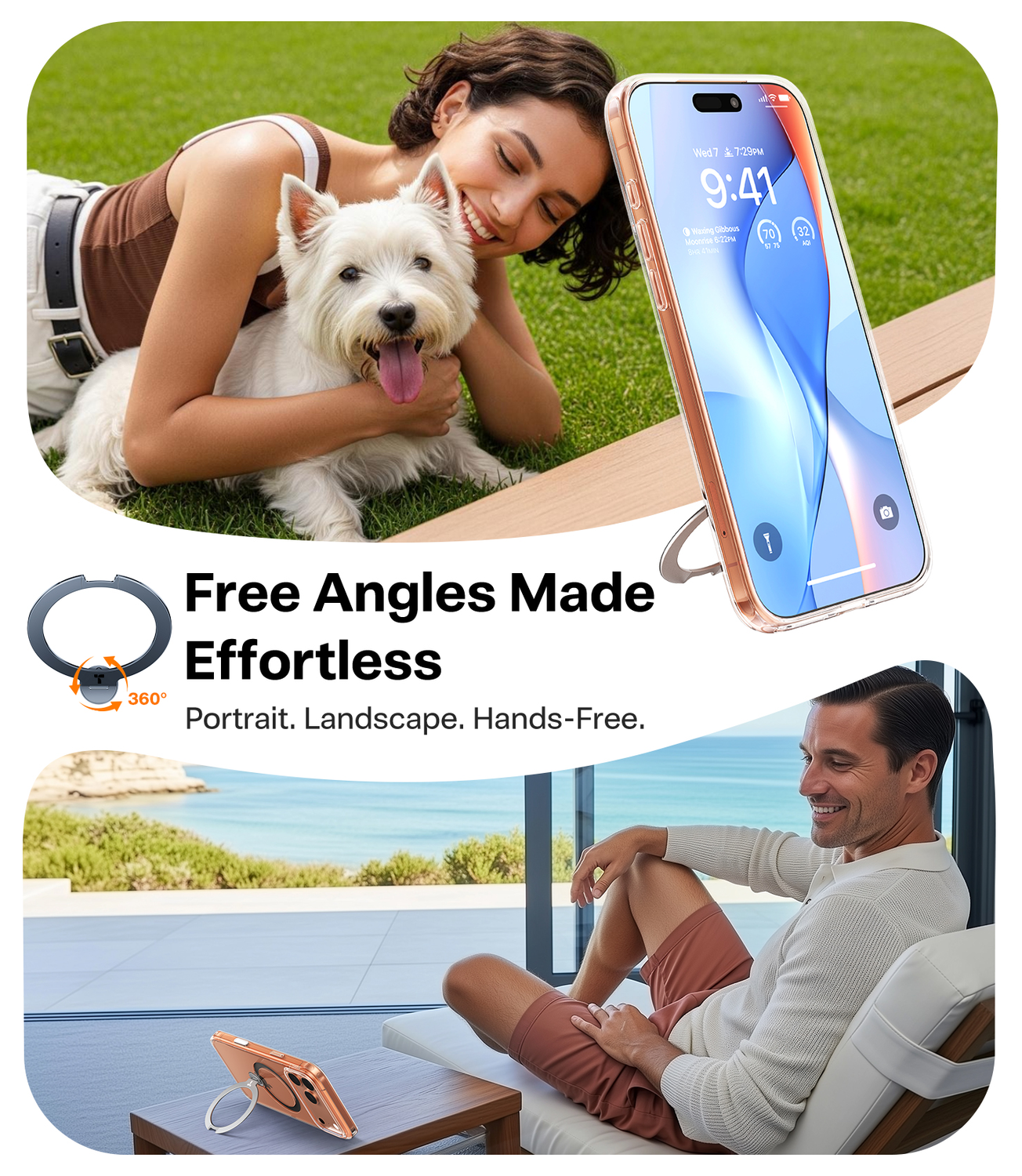 TORRAS Ostand Spin Apple iPhone 17 Pro Max Hoesje 360° MagSafe Stand Transparant afbeelding 6